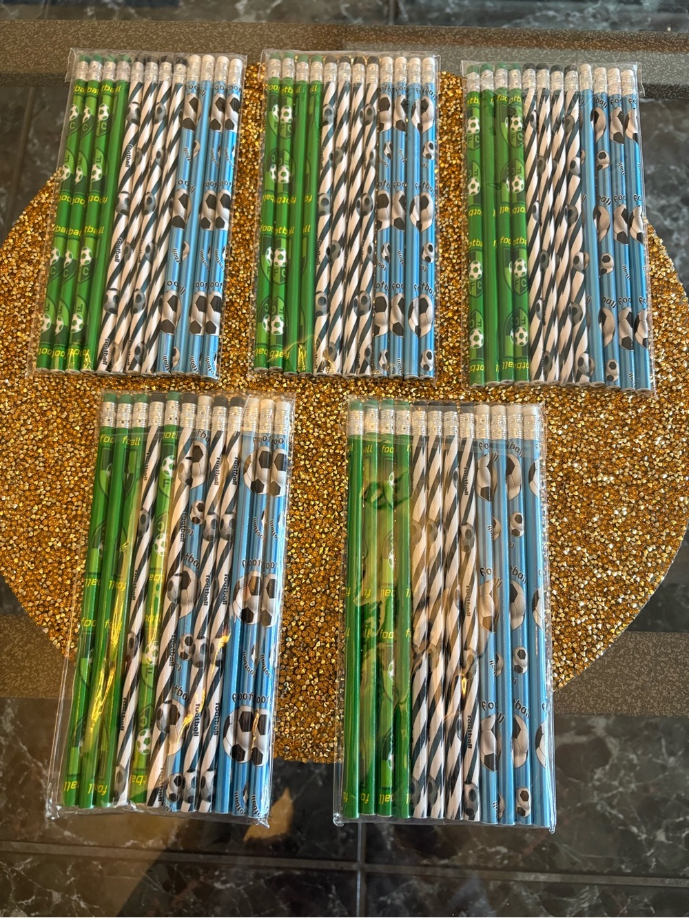 Pencils NWT Bulk of 5 packs of Soccer themes, 12 pencils per package.